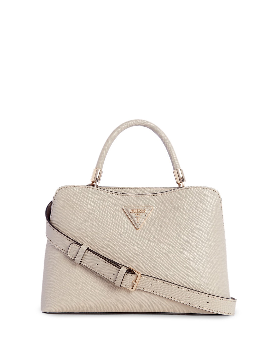 

GUESS Textured Zip Detail PU Structured Satchel Bag, Grey
