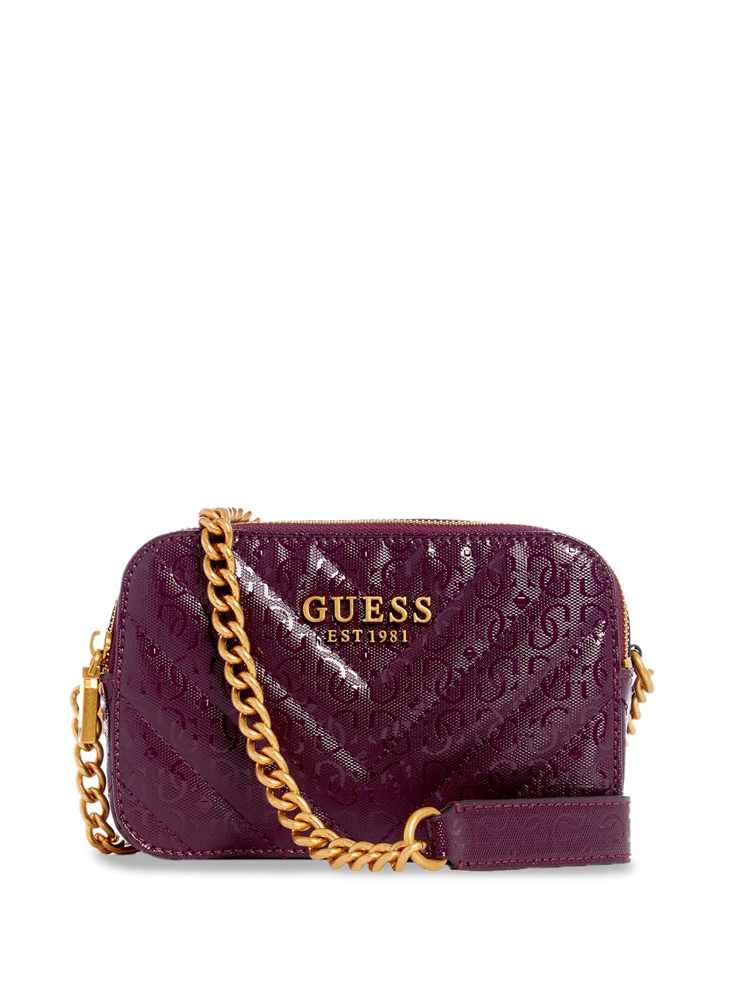 

GUESS Textured Structured Sling Bag, Purple