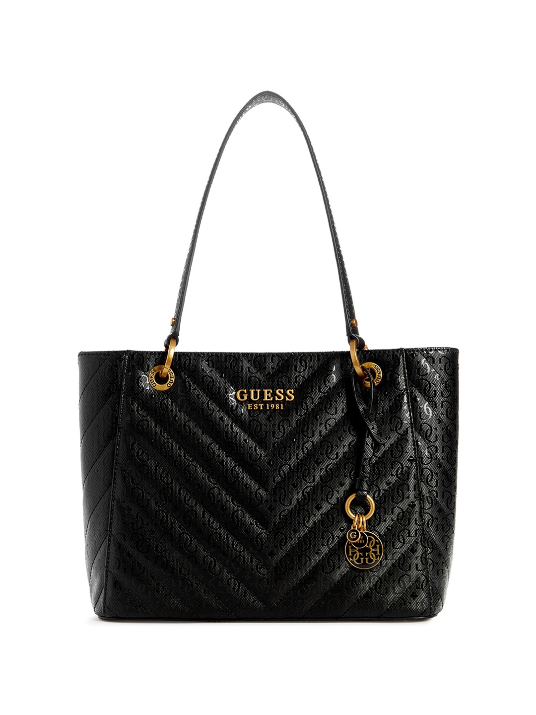 

GUESS Textured Structured Tote Bag, Black