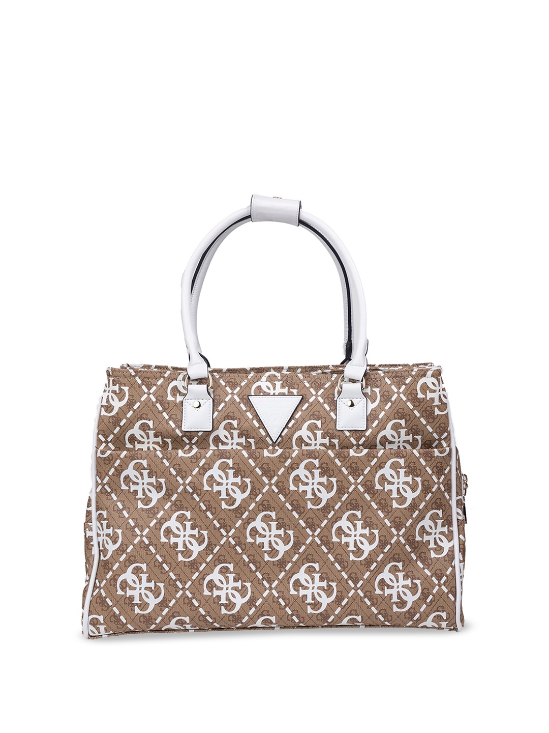 

GUESS Typography Printed Oversized Swagger Handheld Bag, Brown