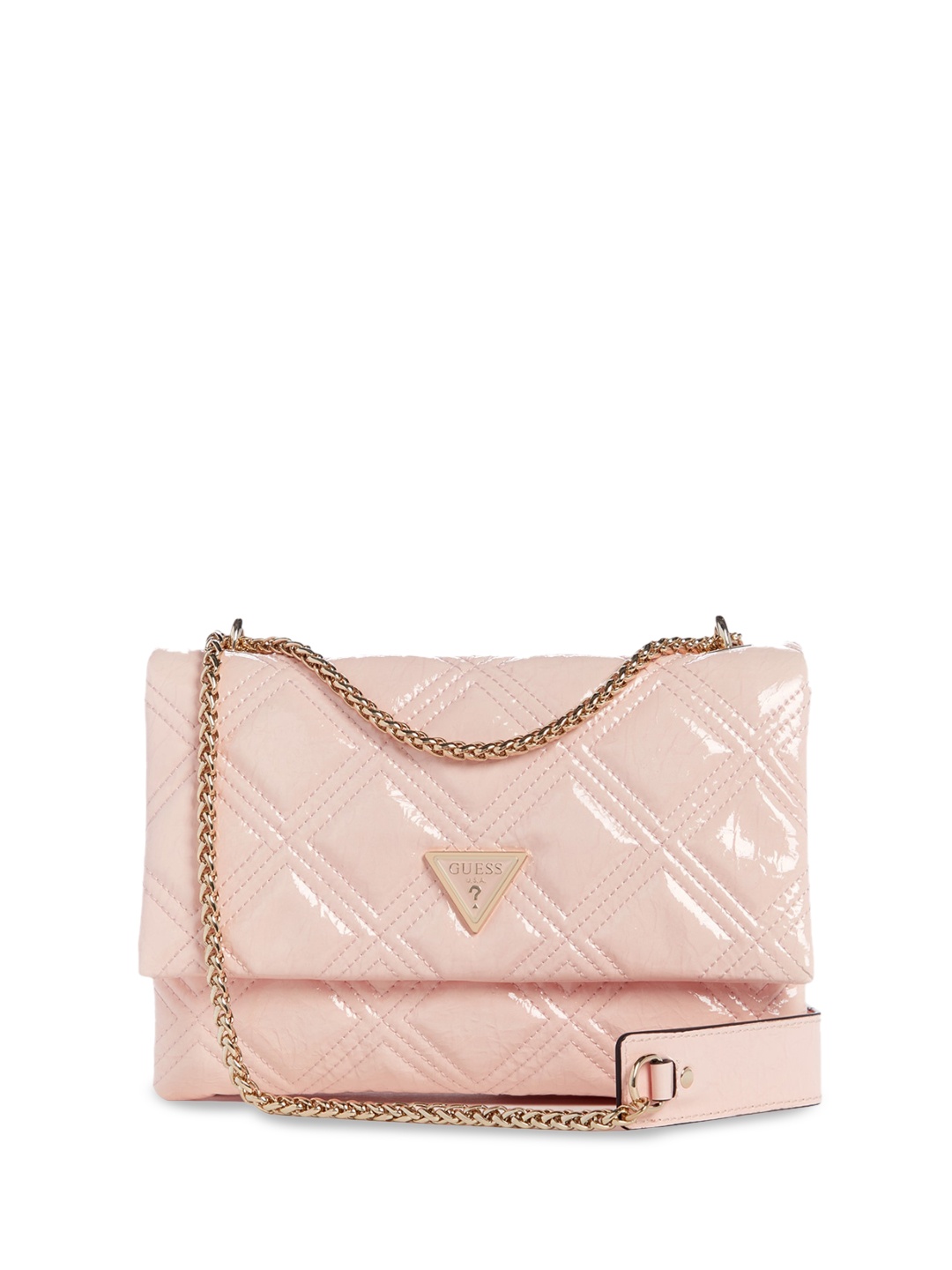 

GUESS Geometric Textured Structured Quilted Crossbody Sling Bag, Pink