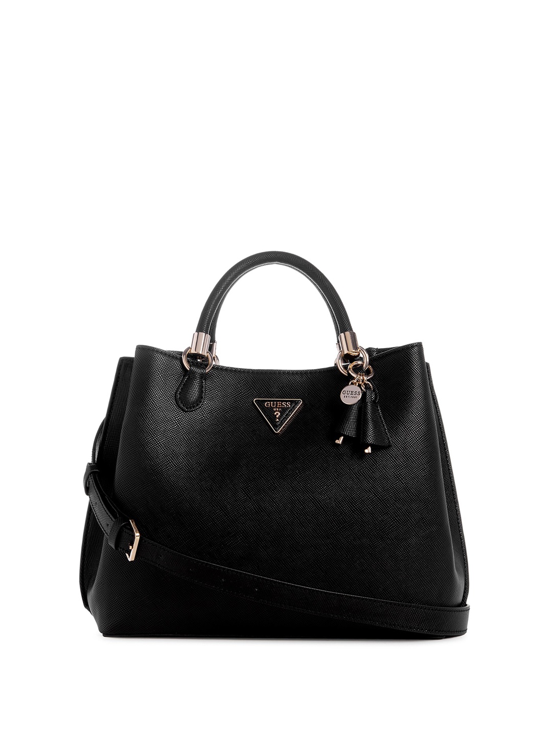 

GUESS Textured Structured Handheld Bag, Black