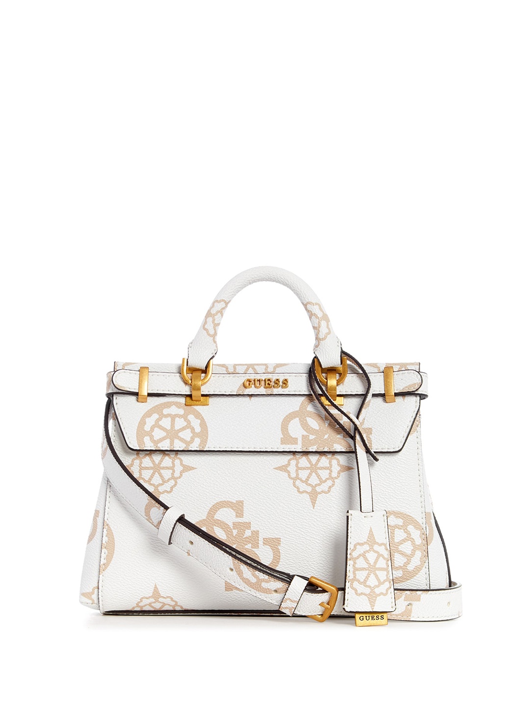 

GUESS Graphic Printed Structured Handheld Bag, White