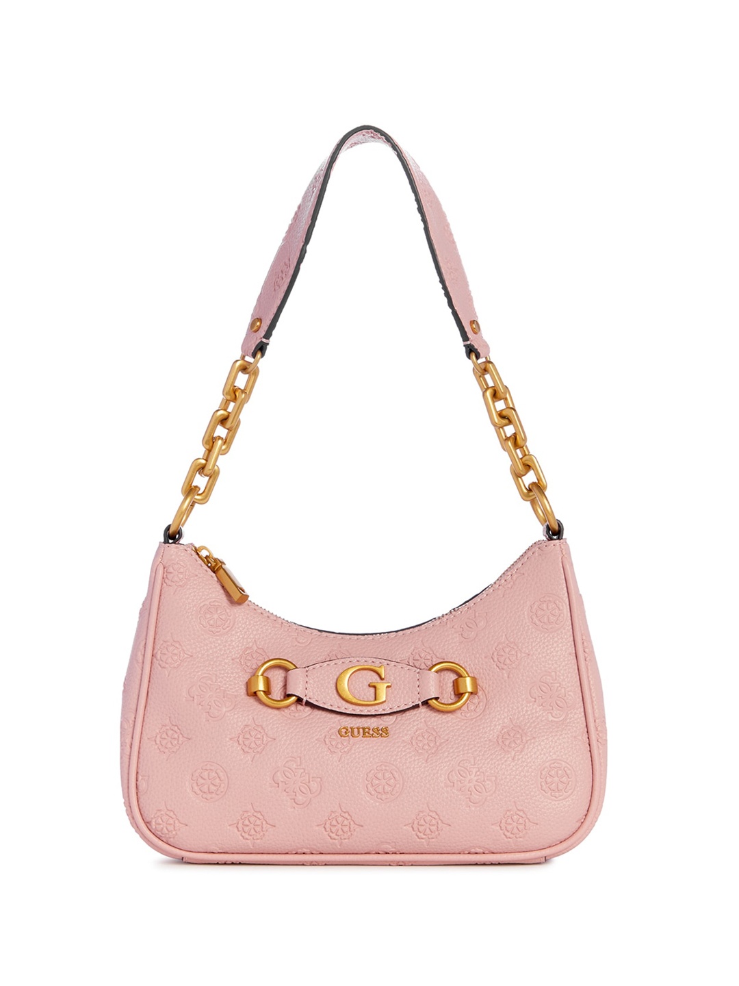 

GUESS Textured Zip Detail PU Structured Sling Bag, Pink