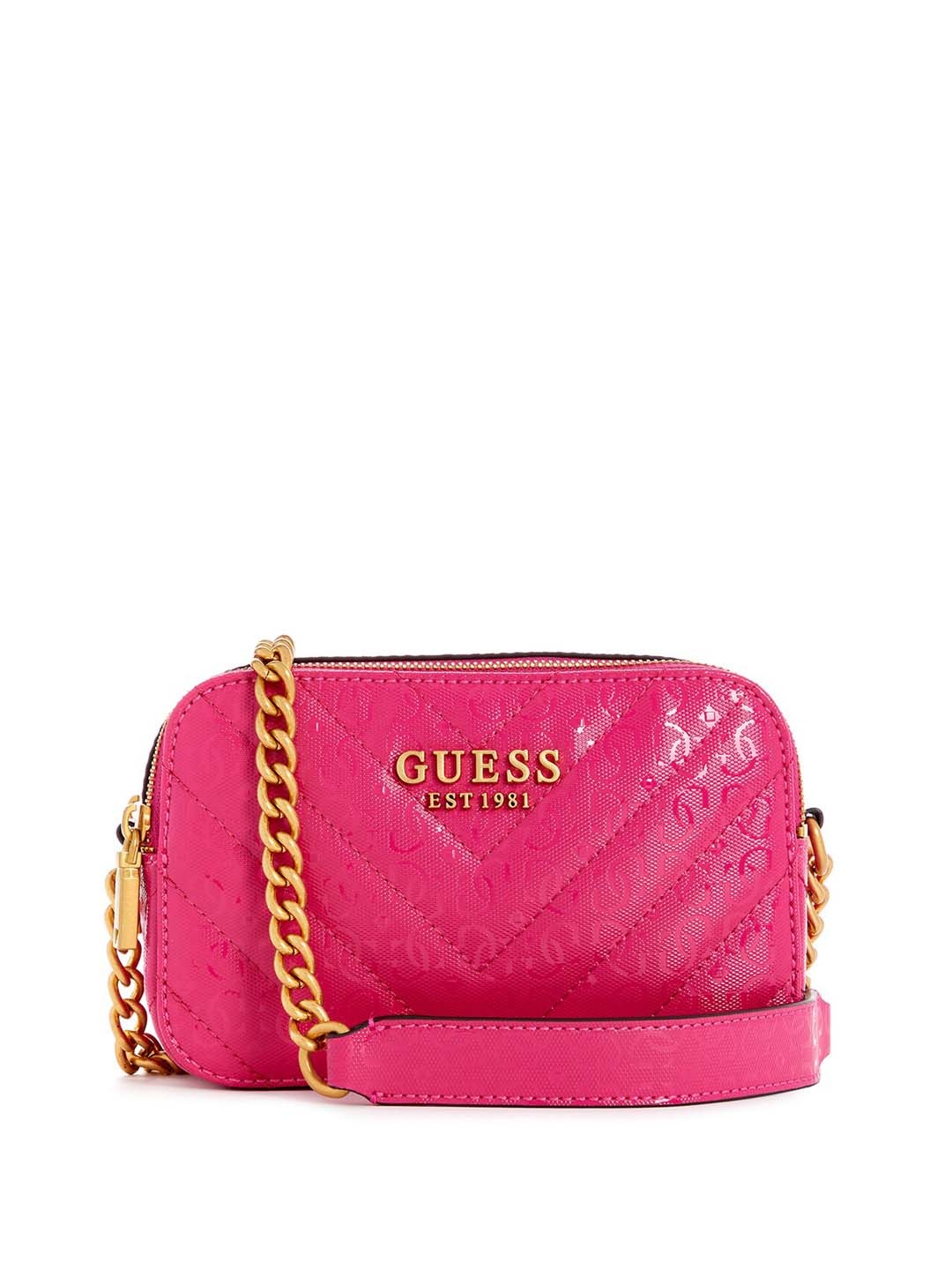 

GUESS Textured PU Half Moon Sling Bag with Quilted, Fuchsia