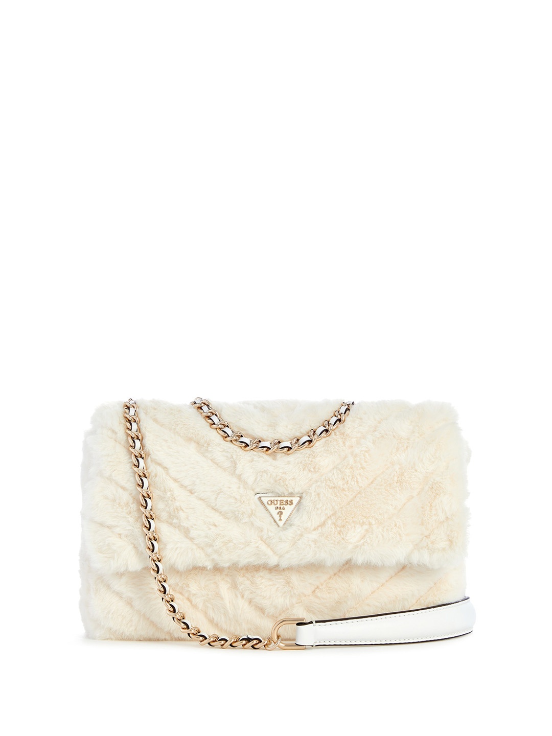 

GUESS Textured Structured Sling Bag with Quilted, Off white