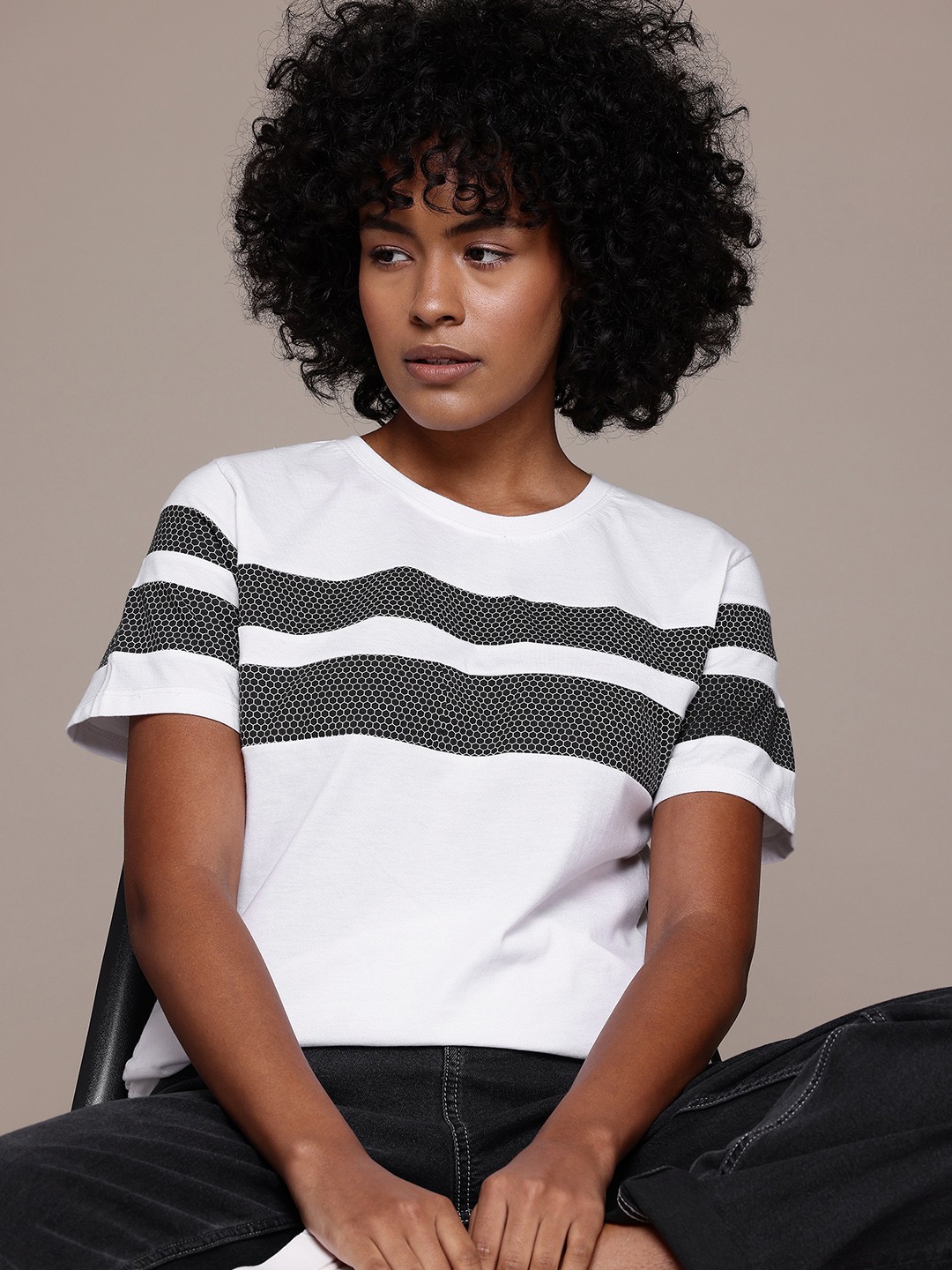 

Roadster Geometric Print Top, White