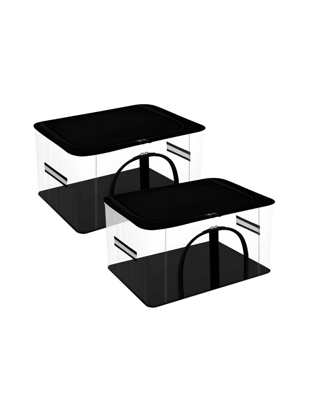 

Kuber Industries Black & Transparent 2 Pieces Cloth Organisers With Handle