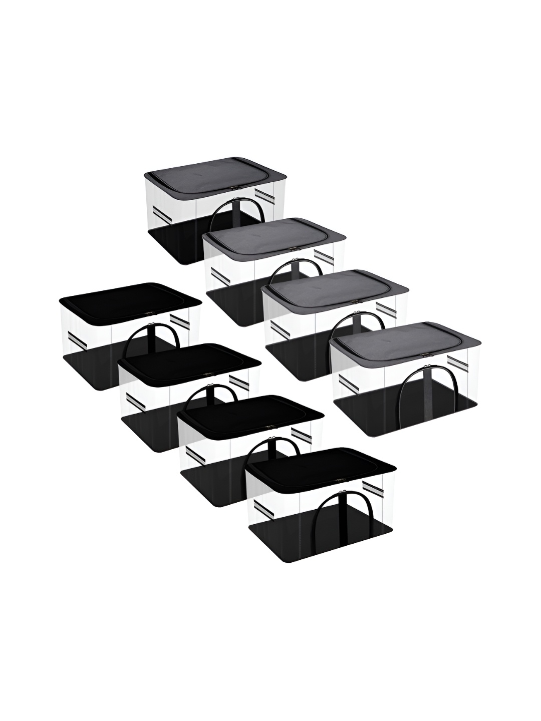 

Kuber Industries Grey & Transparent 8 Pieces Regular Storage Bag Organiser