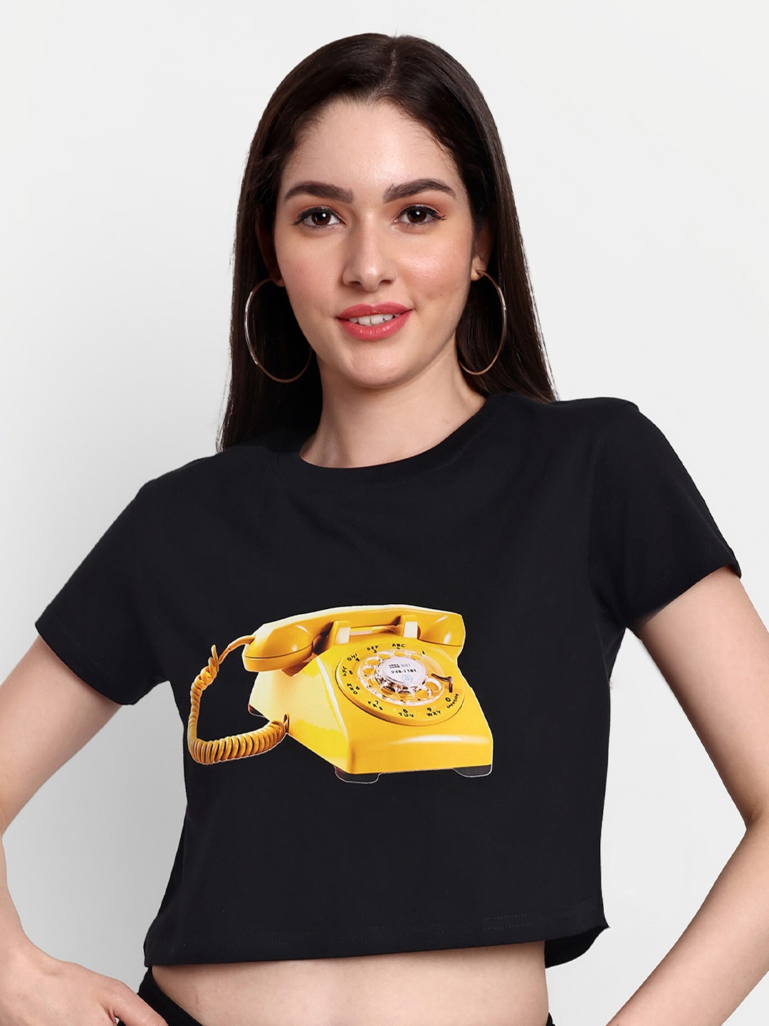 

Beetein Lamhein Women pure cotton Printed Bio Finish Applique T-shirt, Black