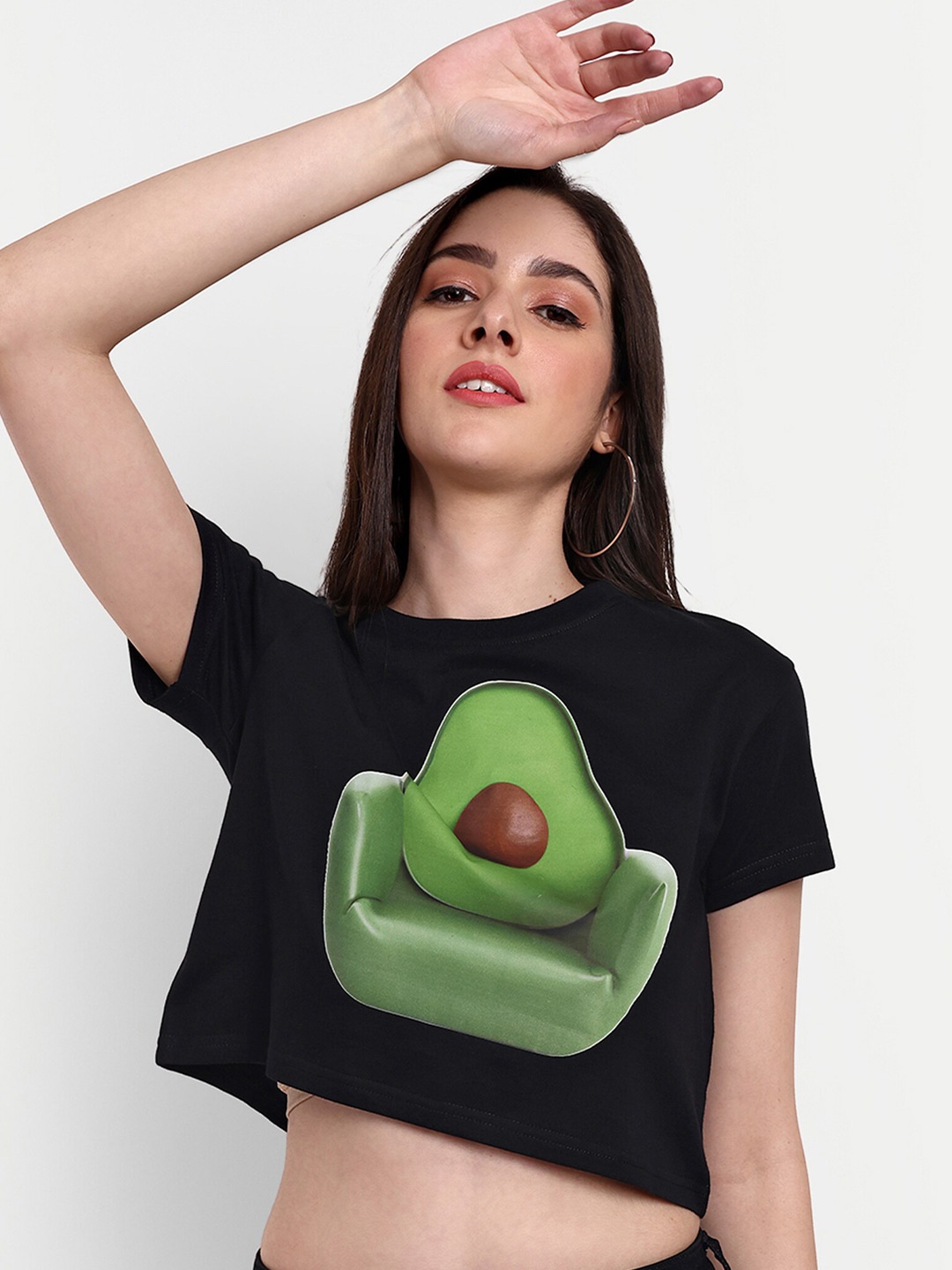 

Beetein Lamhein Women pure cotton Bio Finish Applique T-shirt, Black