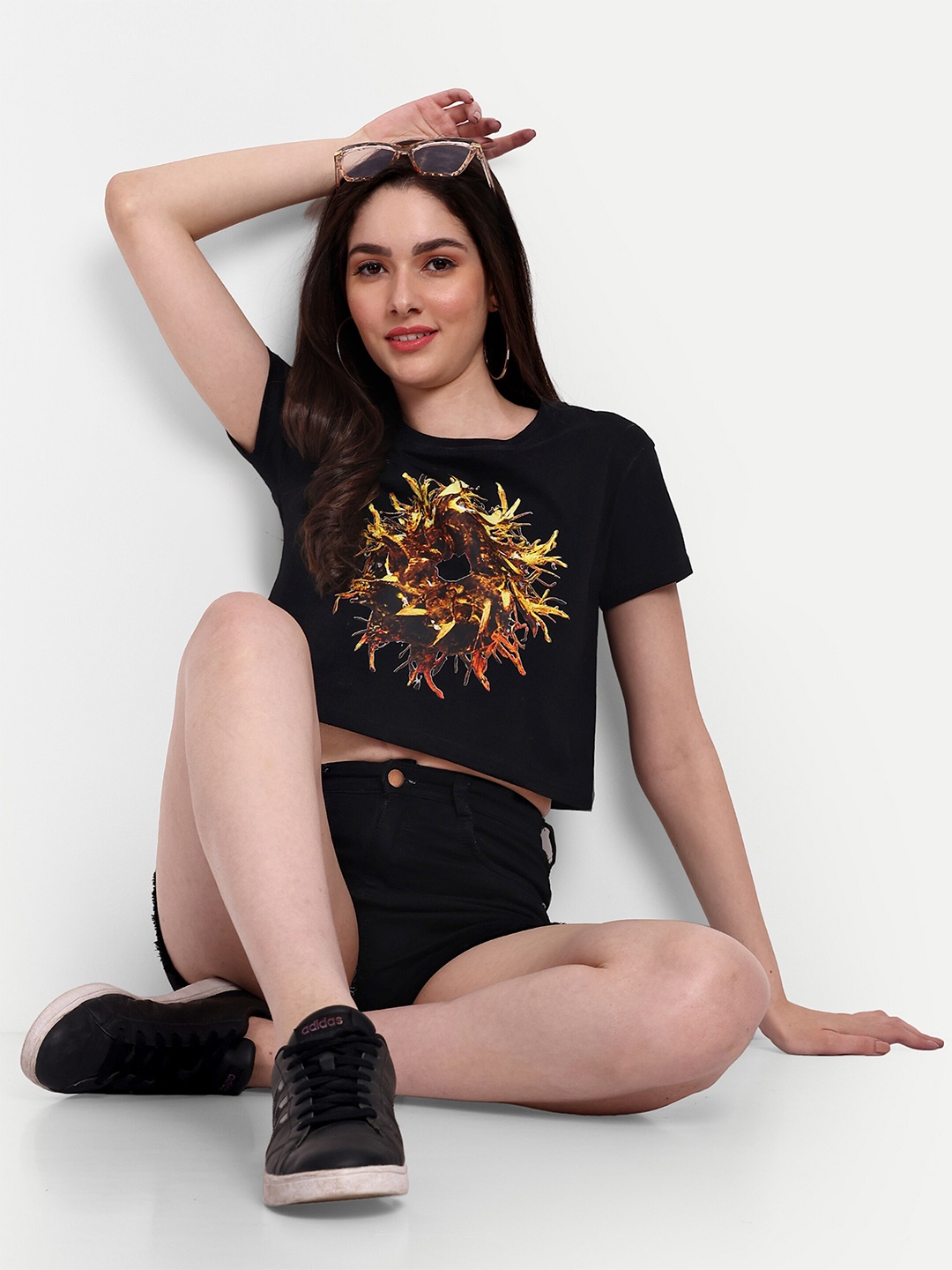 

Beetein Lamhein Women pure cotton Printed Bio Finish T-shirt, Black