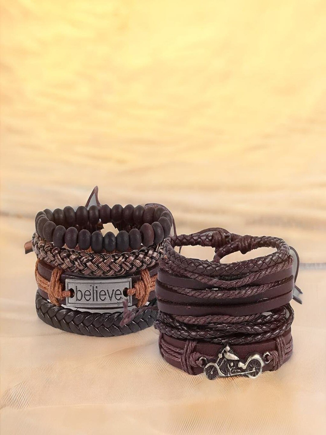 

UNIVERSITY TRENDZ Men Set Of 2 Leather Wraparound Bracelet, Brown