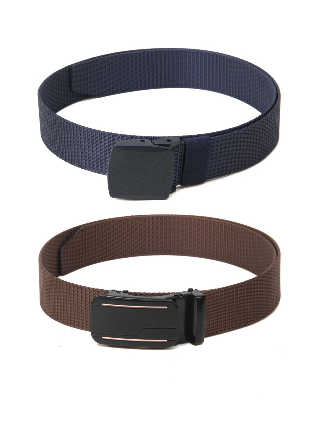 

Calvadoss Men Set Of 2 Textured Belts, Navy blue