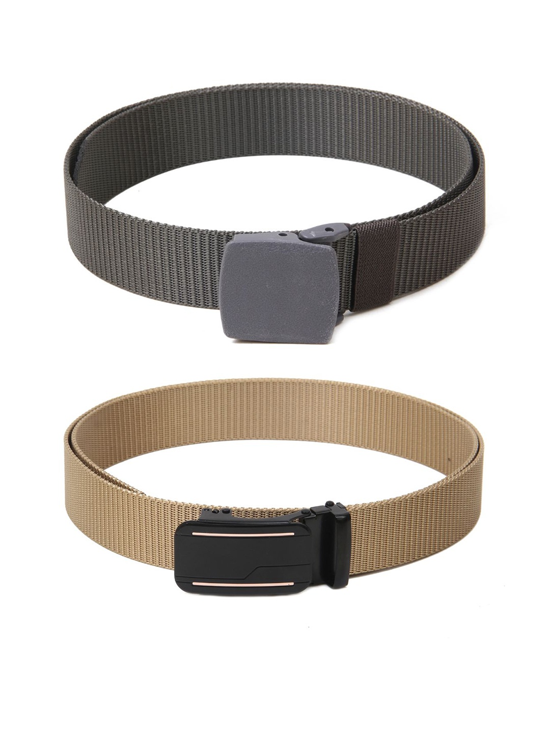 

Calvadoss Men Set Of 2 Textured Belts, Grey