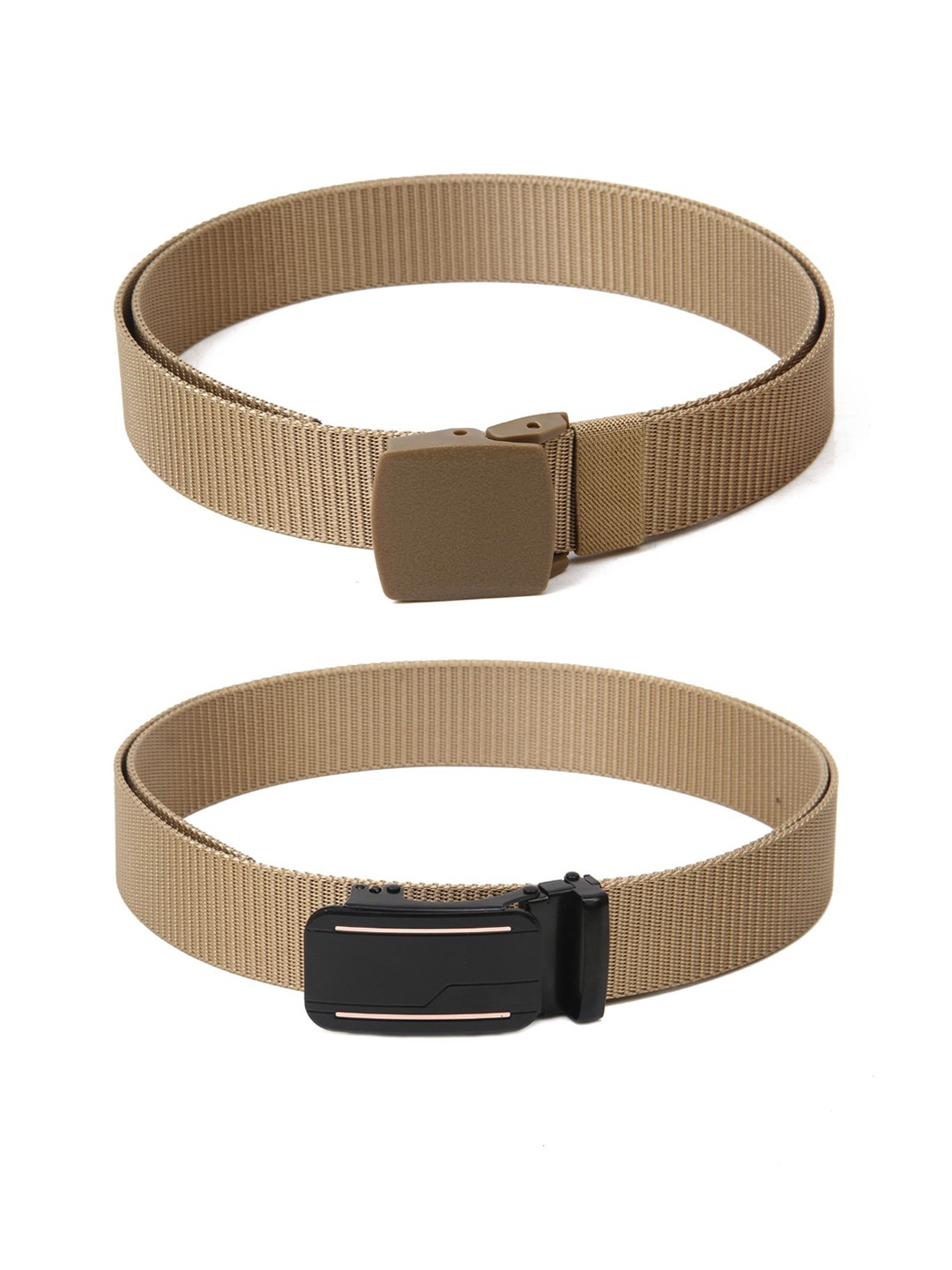 

Calvadoss Men Set Of 2 Textured Belts, Beige