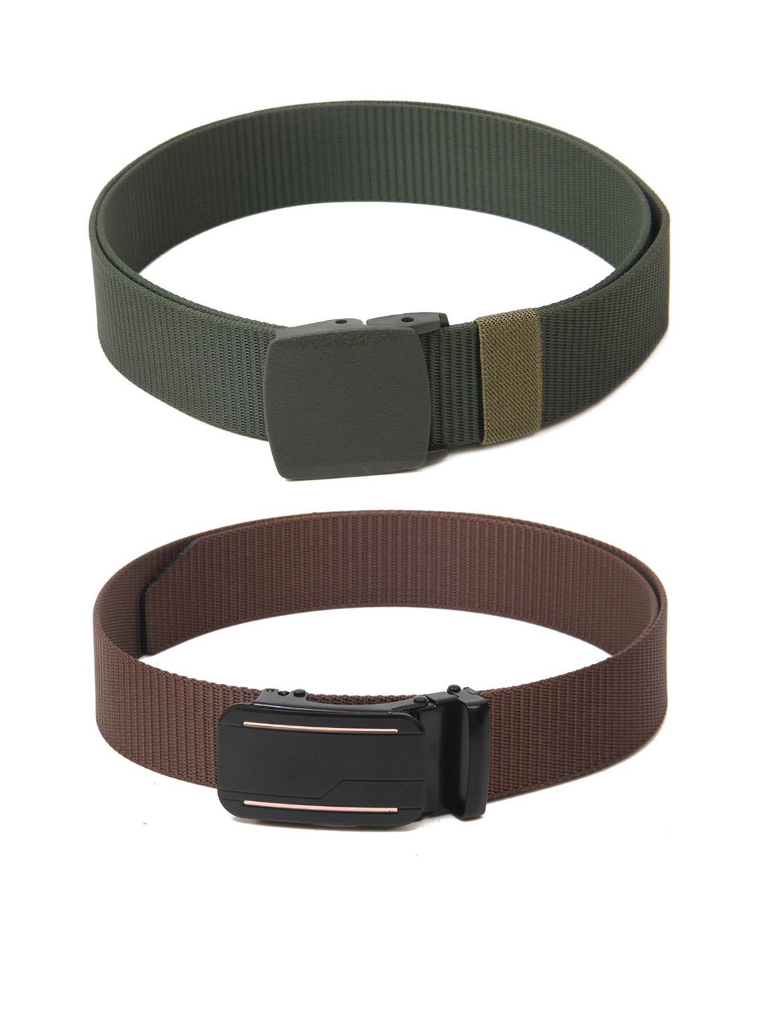 

Calvadoss Men Set Of 2 Textured Canvas Belt, Green