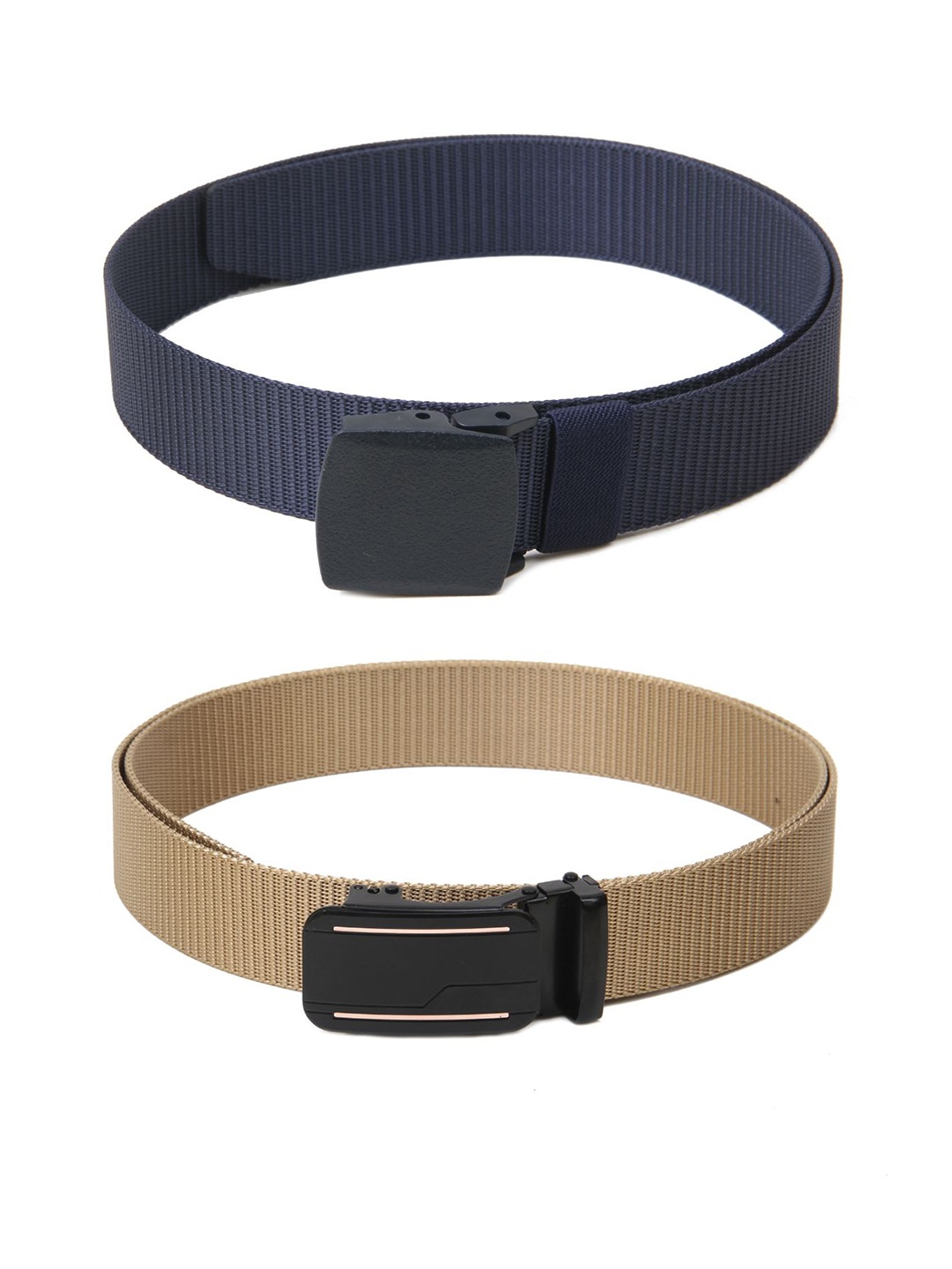 

Calvadoss Men Set of 2 Textured Belts, Navy blue