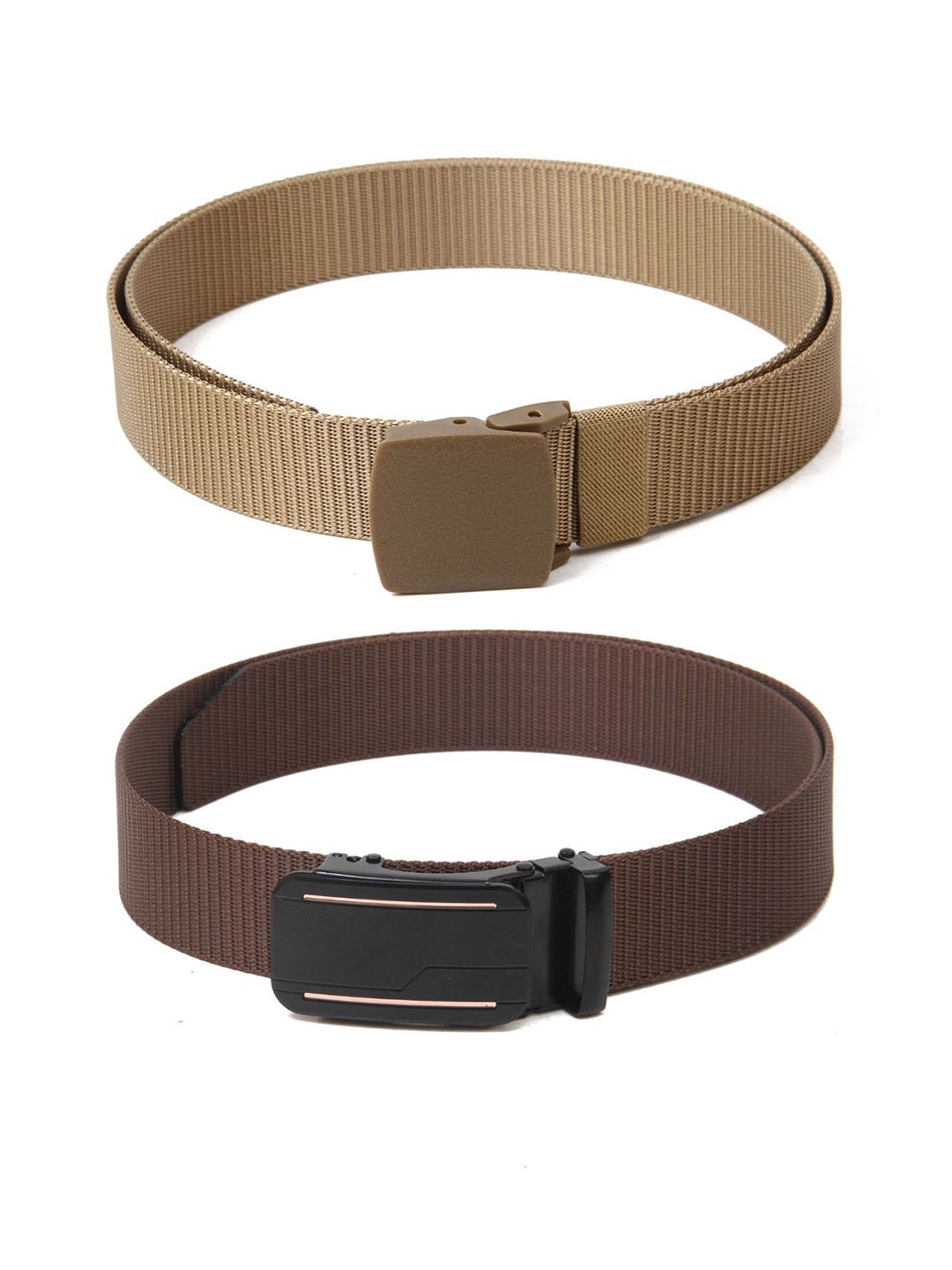

Calvadoss Men Set Of 2 Textured Belts, Beige