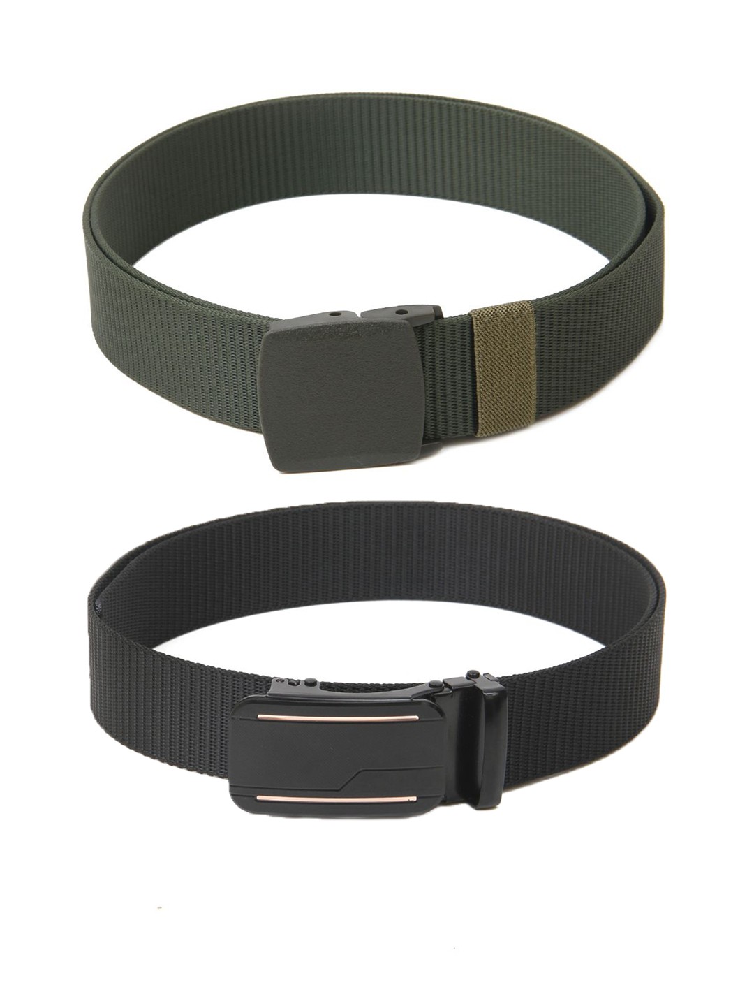 

Calvadoss Men Set Of 2 Textured Belts, Green