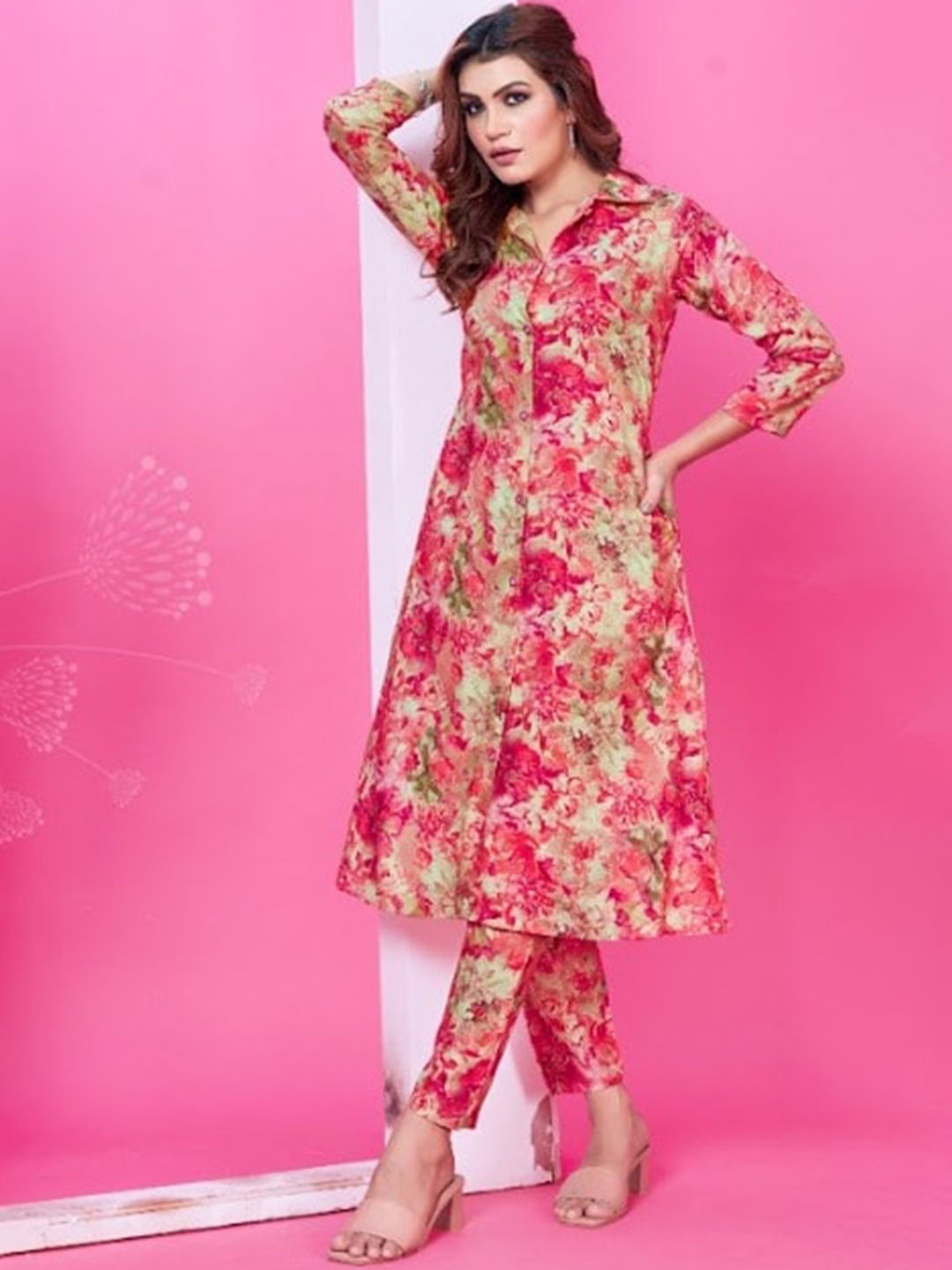 

Rujave Floral Printed Tunic With Trousers, Pink
