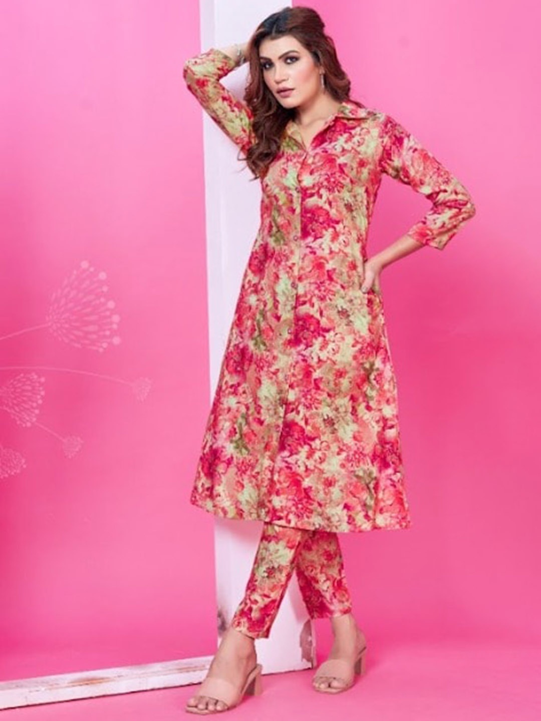 

Rujave Floral Printed Tunic With Trousers, Pink