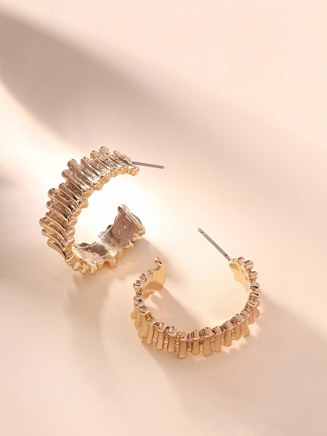 

Priyaasi Gold-Plated Contemporary Half Hoop Earrings