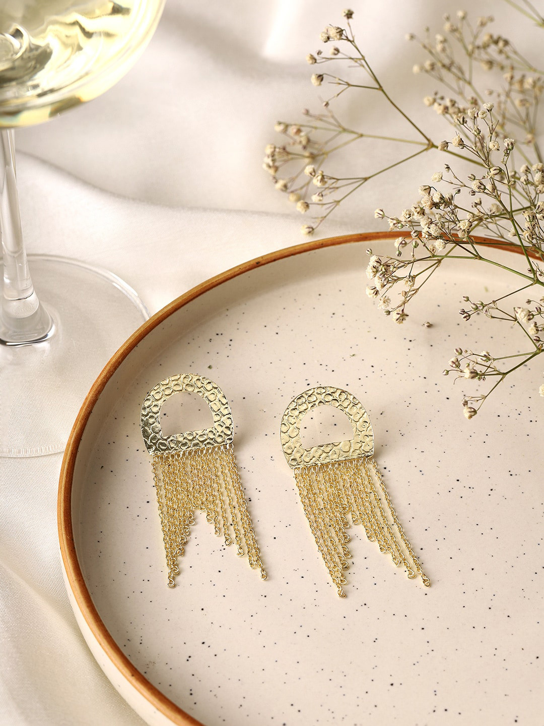 

Priyaasi Gold-Plated Contemporary Tasselled Drop Earrings