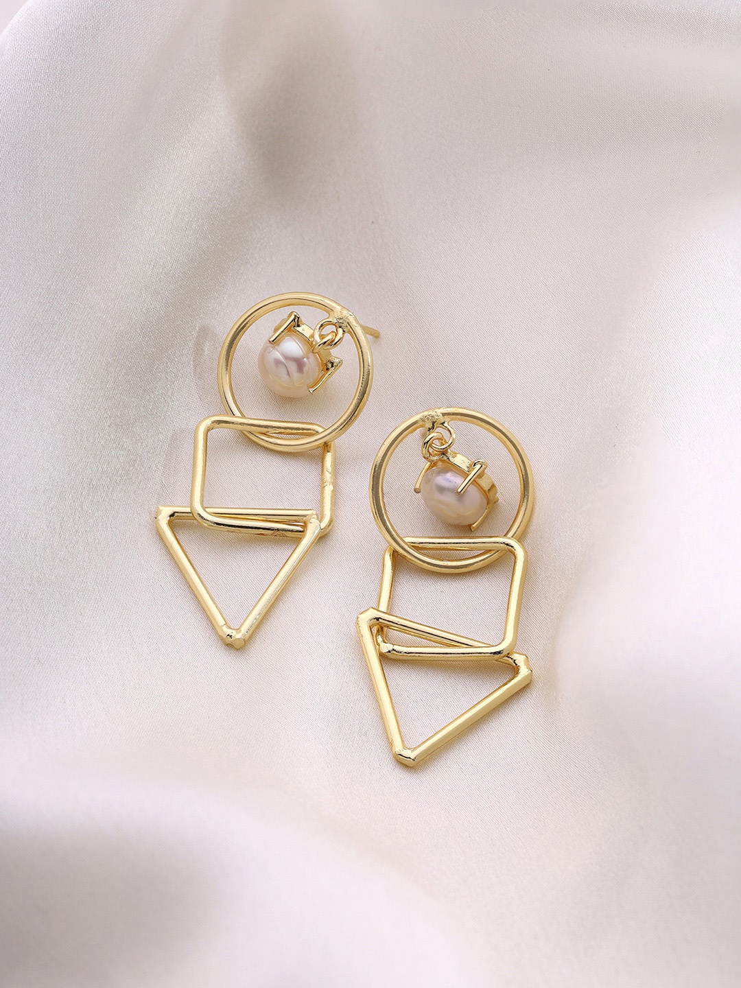 

Priyaasi Gold Plated Geometric Drop Earrings