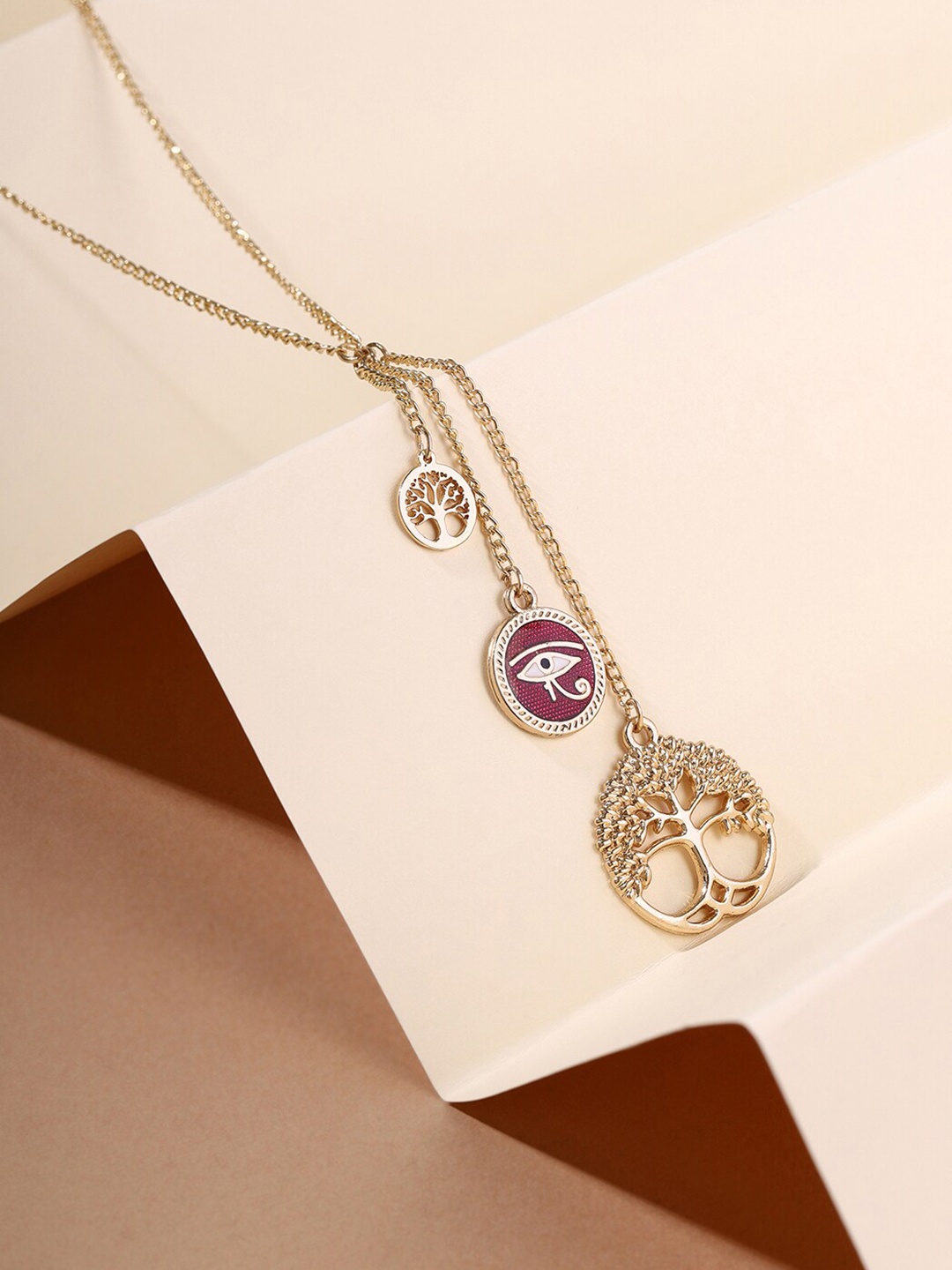 

Priyaasi Brass Gold-Plated Evil Eye Layered Minimal Chain