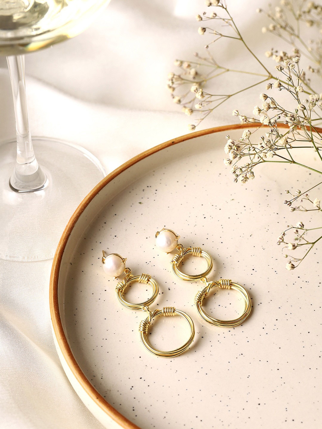 

Priyaasi Gold-Plated Contemporary Drop Earrings