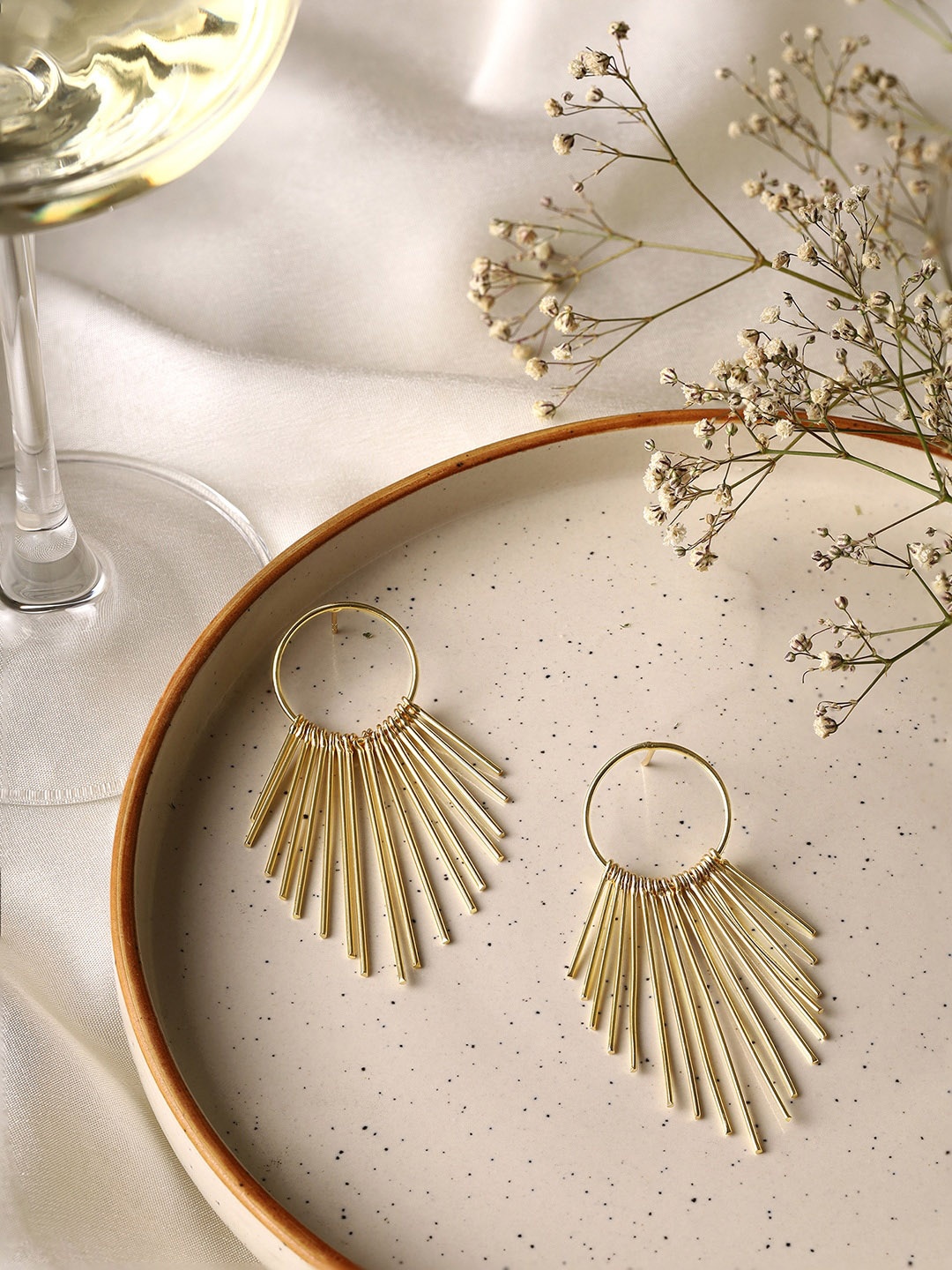 

Priyaasi Gold-Plated Contemporary Drop Earrings