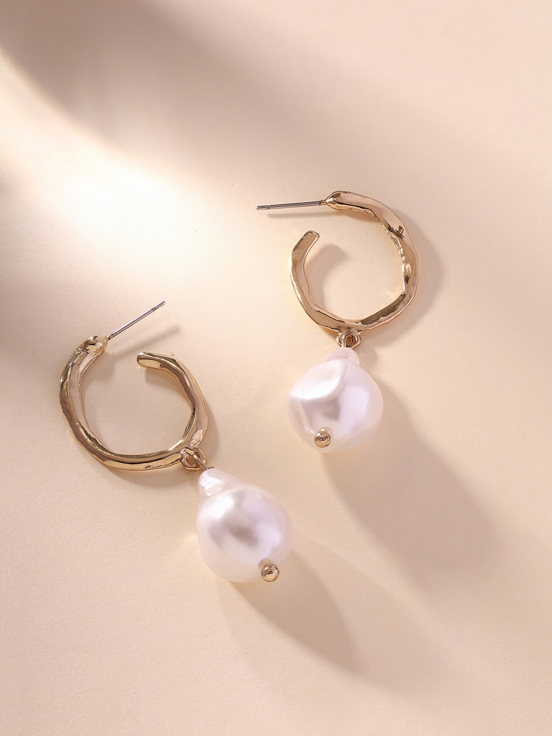 

Priyaasi Gold Plated Contemporary Drop Earrings, White