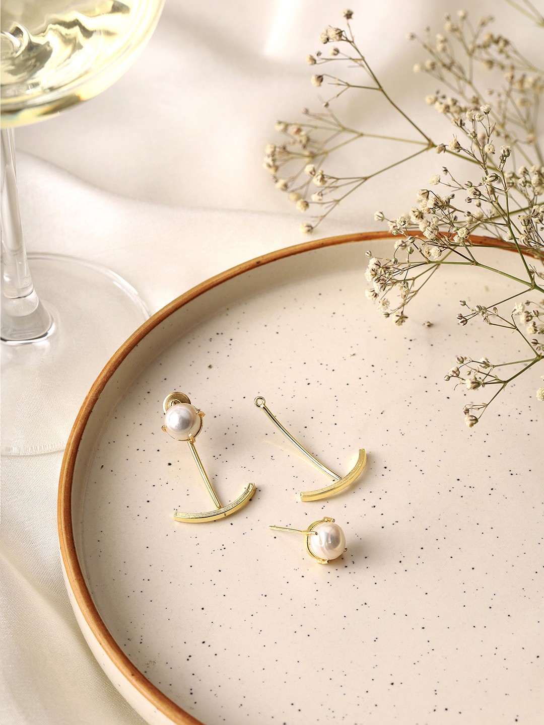 

Priyaasi Gold-Plated Contemporary Drop Earrings