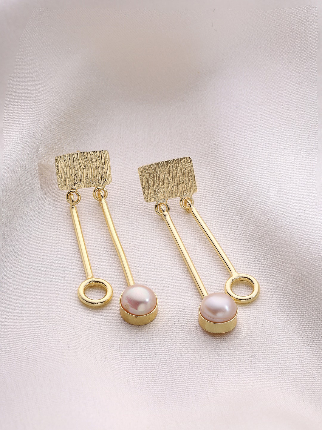 

Priyaasi Gold-Plated Contemporary Drop Earrings