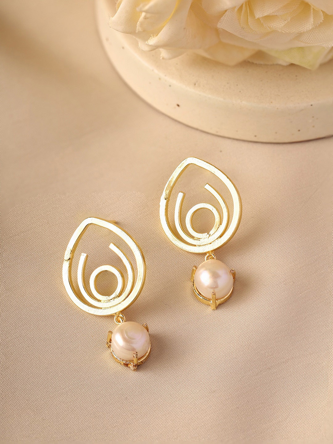 

Priyaasi Gold-Plated Beads Beaded Contemporary Drop Earrings