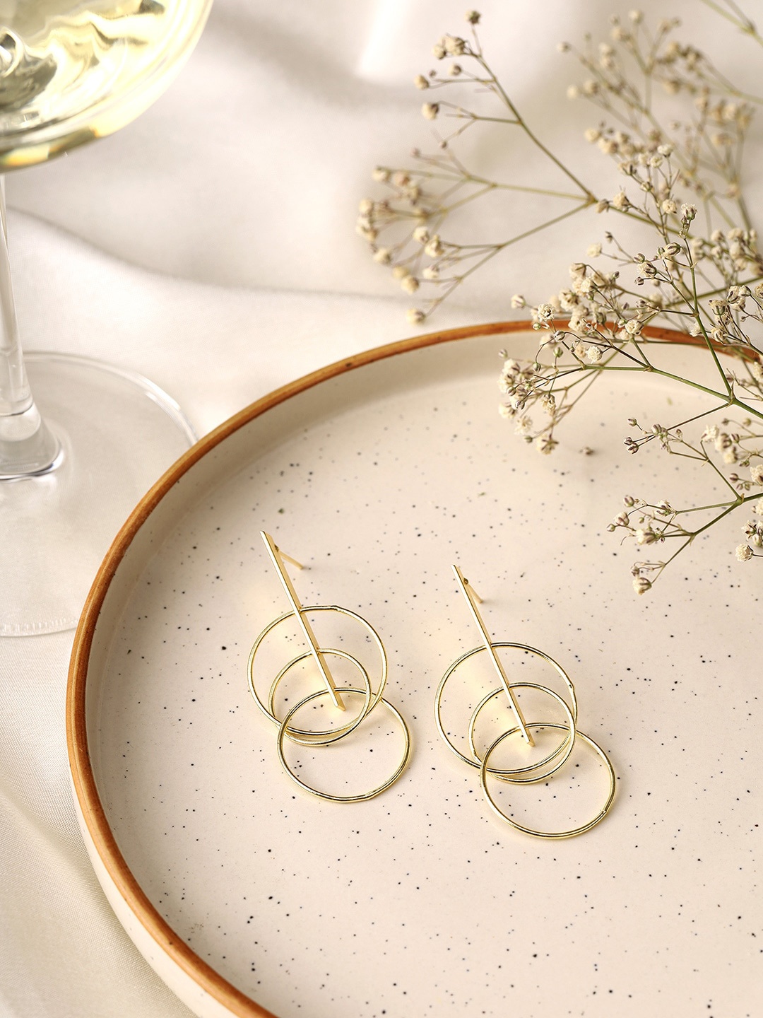 

Priyaasi Gold-Plated Contemporary Drop Earrings