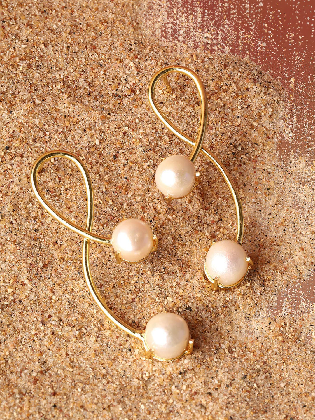 

Priyaasi Gold-Plated Beads Beaded Contemporary Drop Earrings