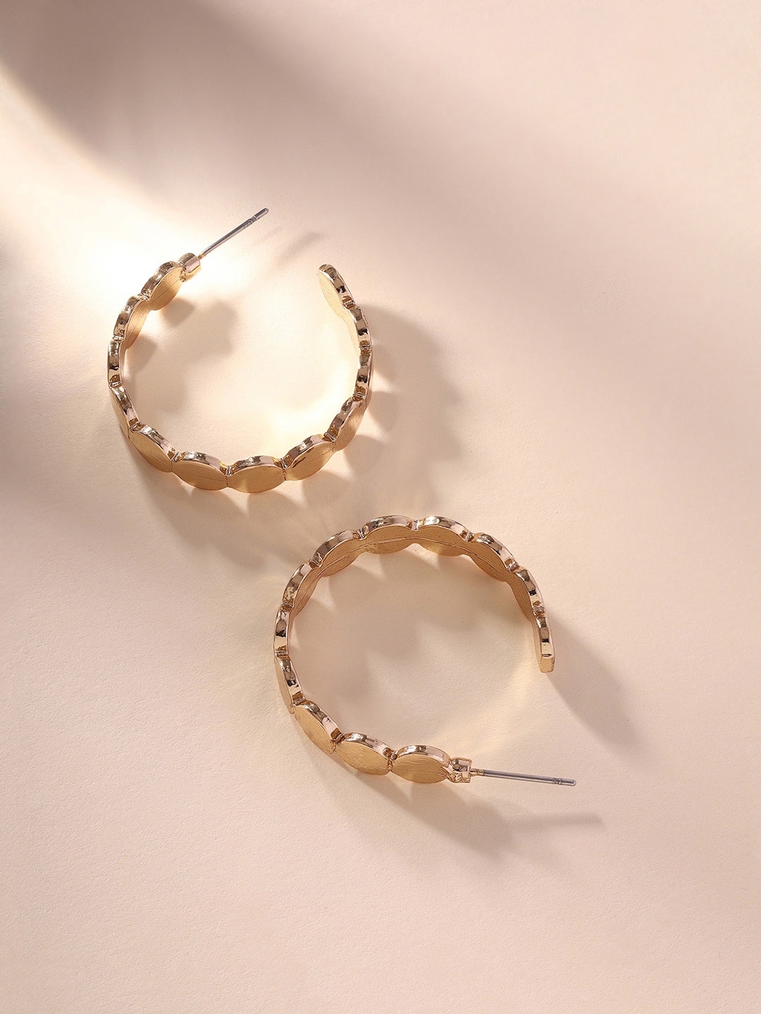 

Priyaasi Gold-Plated Contemporary Half Hoop Earrings