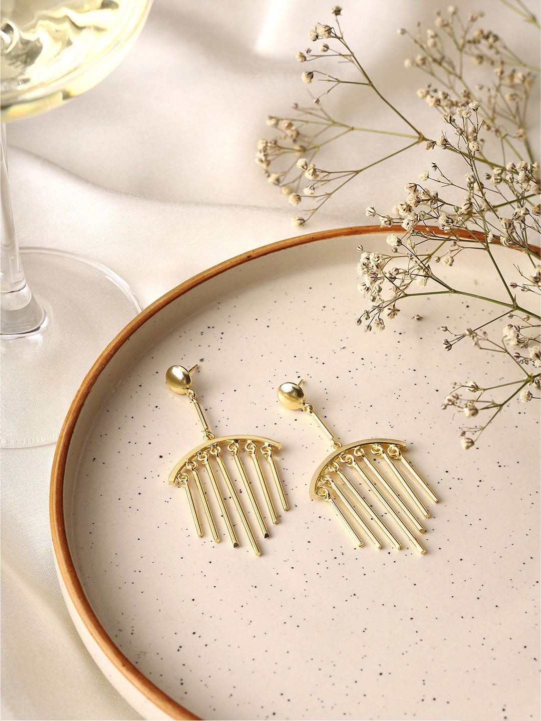 

Priyaasi Gold-Plated Contemporary Drop Earrings