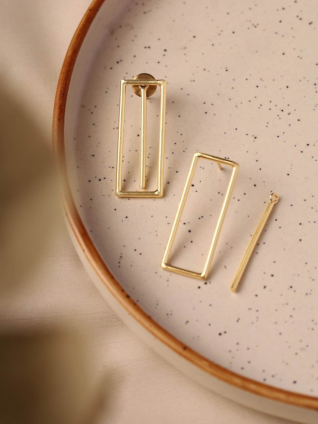 

Priyaasi Gold-Plated Rectangle Shaped Drop Earrings