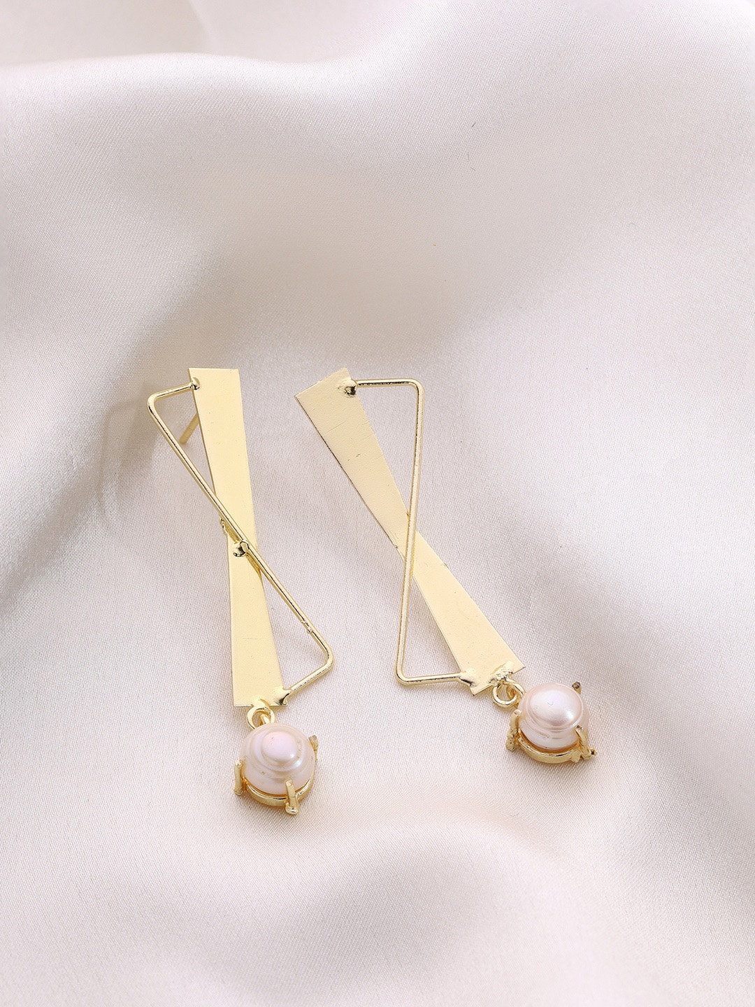 

Priyaasi Gold-Plated Contemporary Drop Earrings