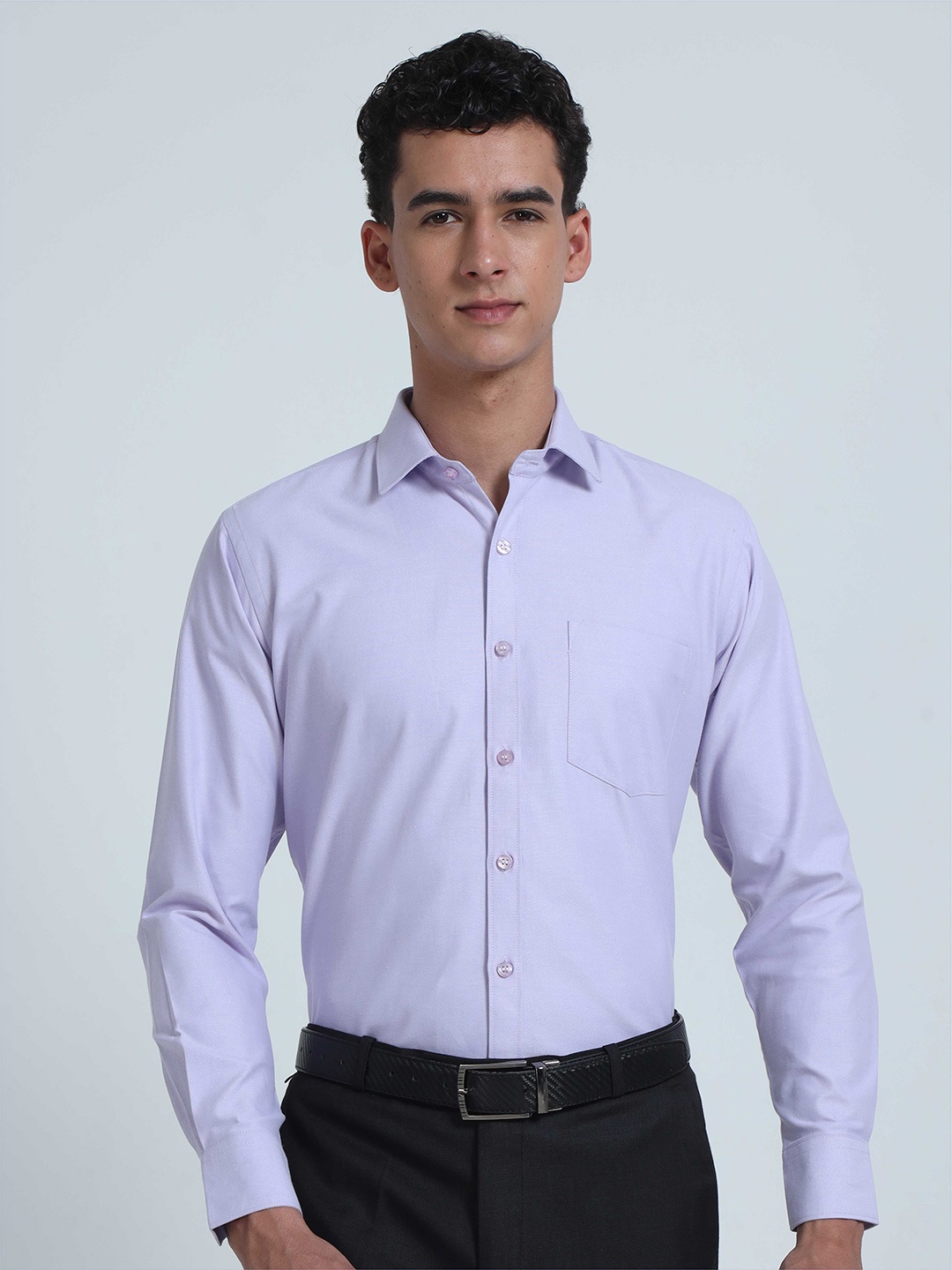 

STELLERS Spread Collar Long Sleeves Classic Regular Fit Formal Shirt, Purple