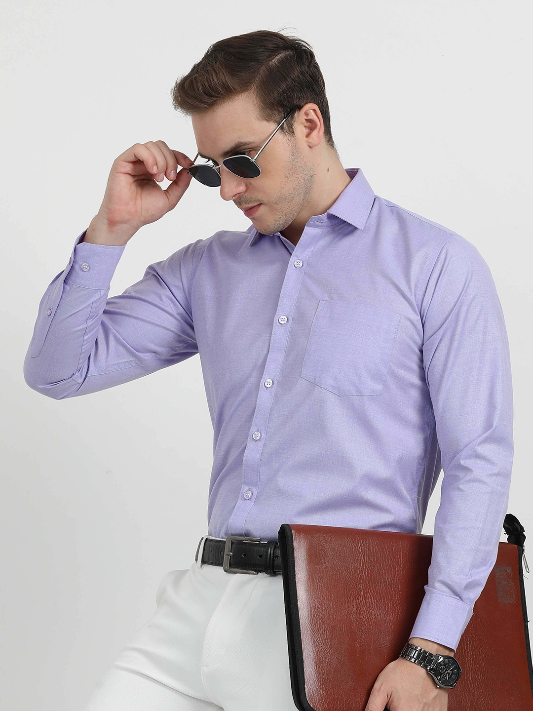 

STELLERS Men Classic Opaque Formal Shirt, Purple