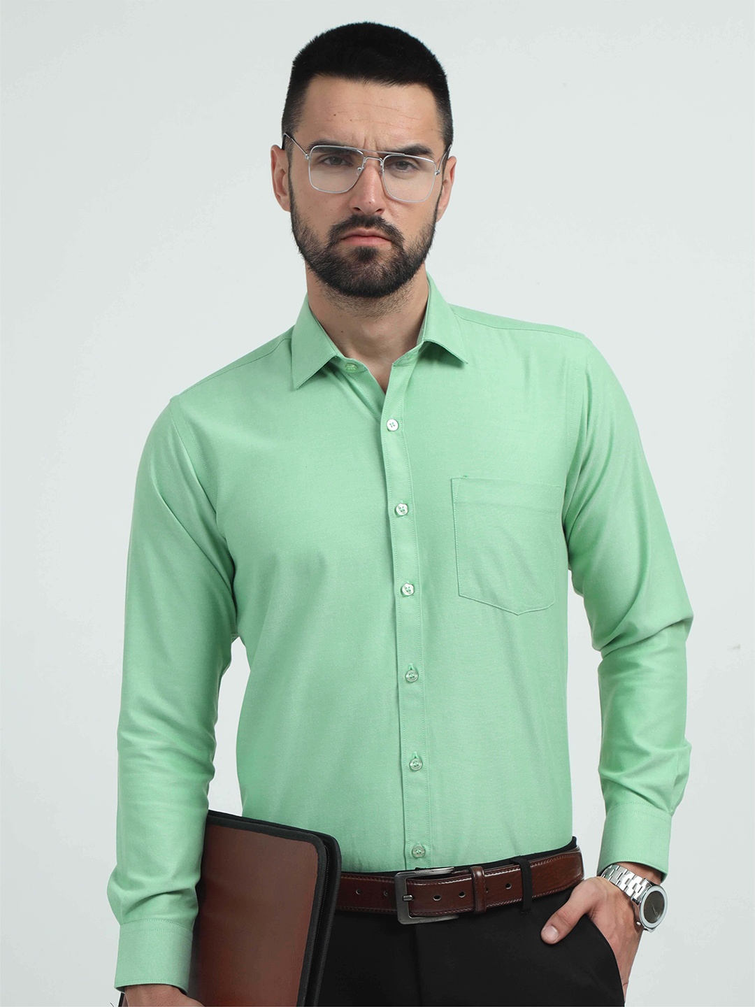 

STELLERS Men Solid Classic Opaque Formal Shirt, Green