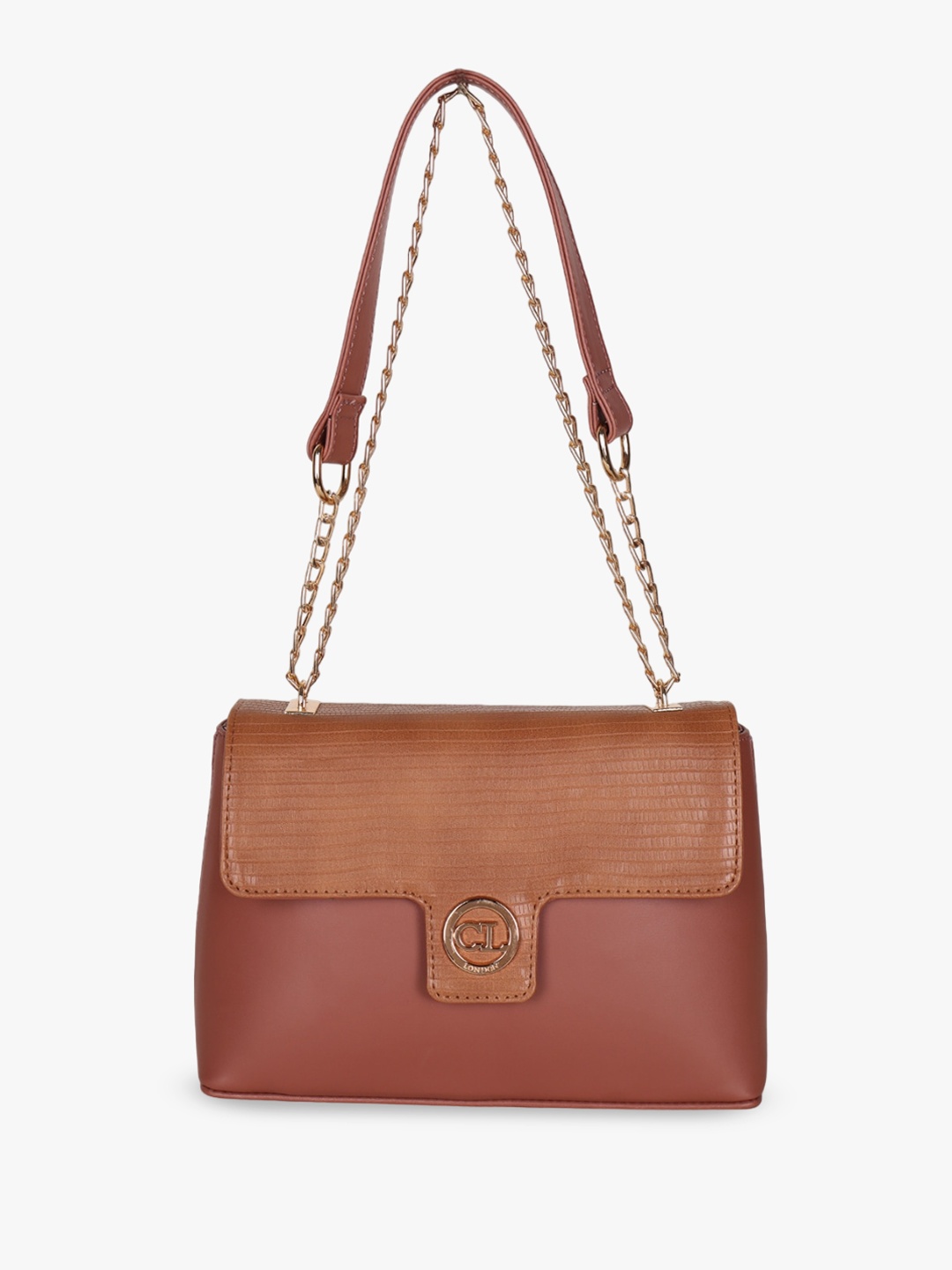 

Carlton London Textured Structured Handheld Bag, Tan