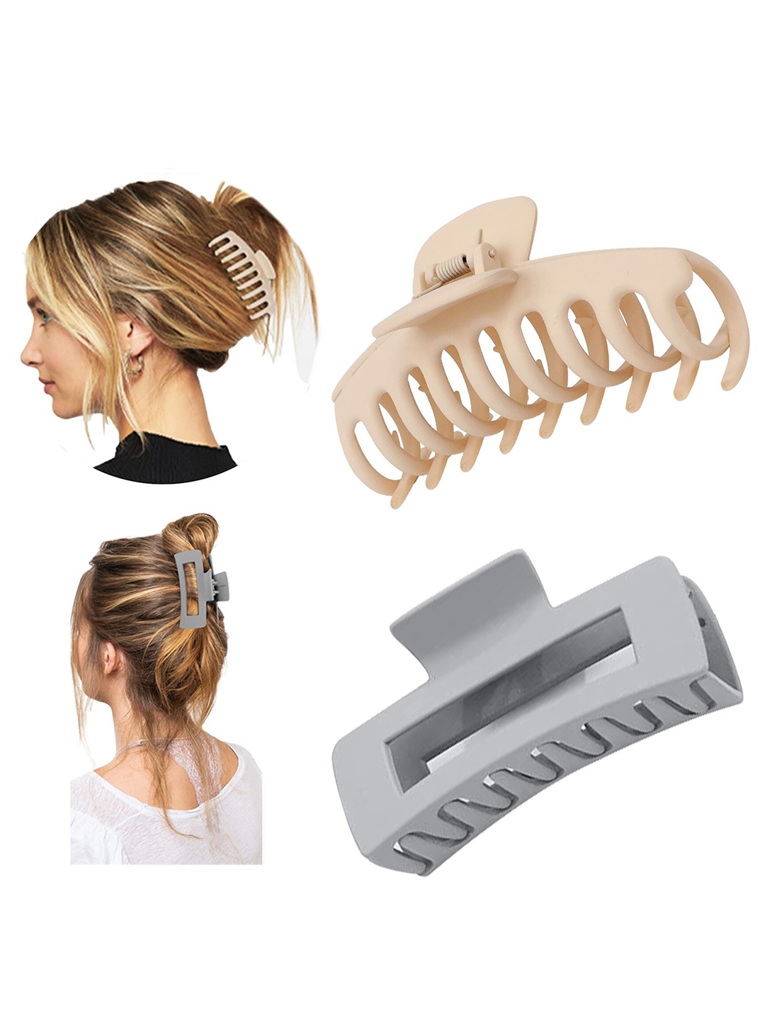 

Xivir Women Set of 2 Spiral Claw Clip, Grey