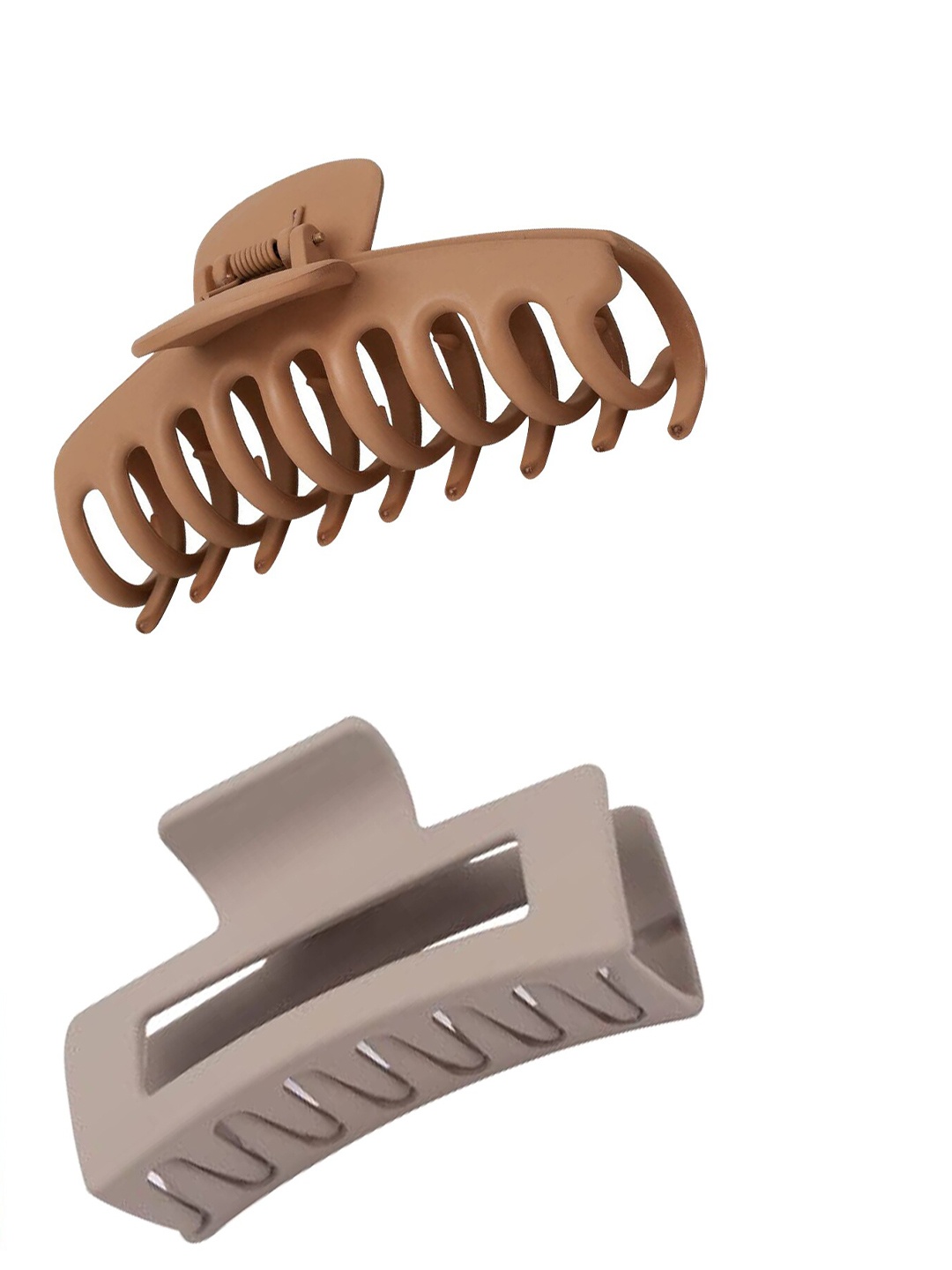 

Xivir Set of 2 Rectangle & Infinity Claw Clips, Brown