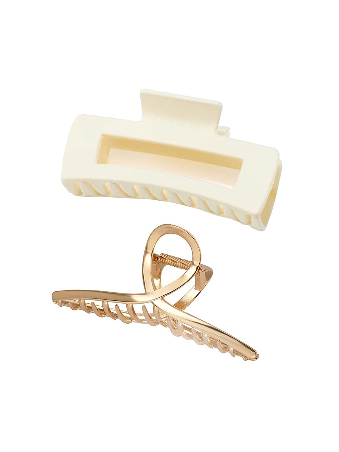

Xivir Women Set of 2 Rectangle & Infinity Claw Clips, Cream