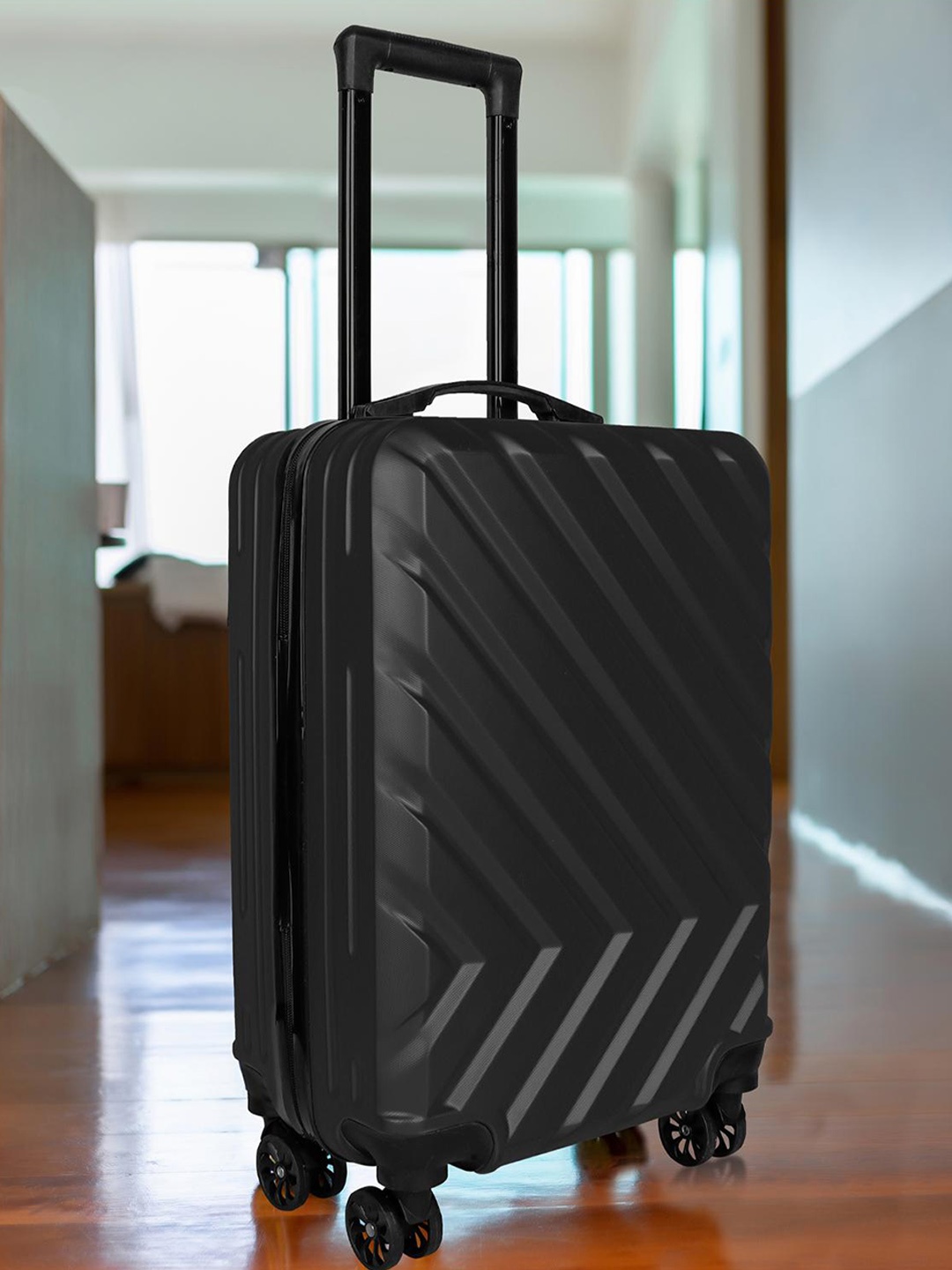 

Polo Class Textured Hard Sided Medium Trolley Suitcase, Black